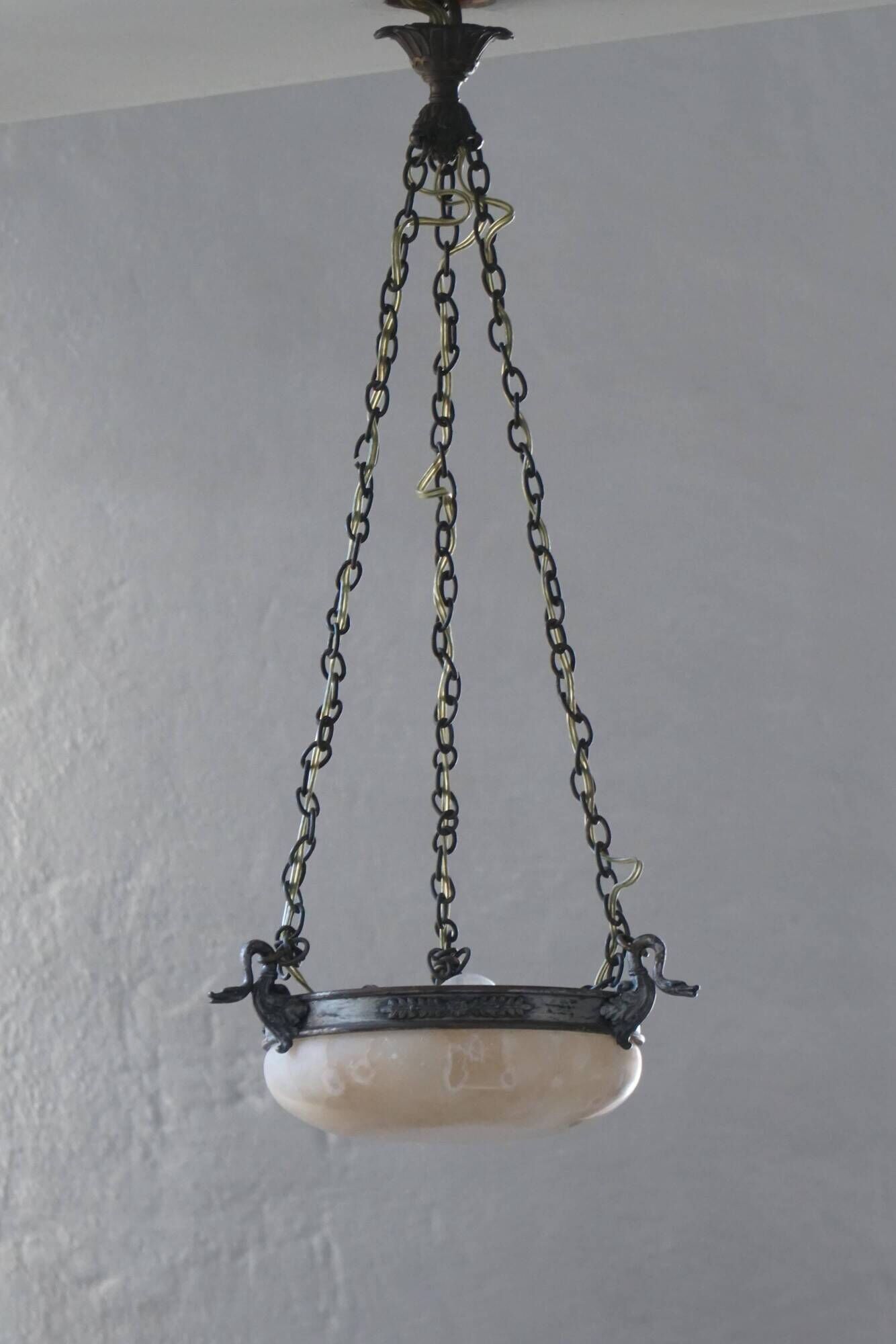 Suspension / alabaster ceiling light from the early 20th century, Denmark, Art Nouveau, 1900