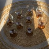 Lot of 9 glasses/cups from the 70s with amber feet