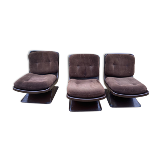 Set of 3 Albert Jacob easy chairs for Grosfillex 1970