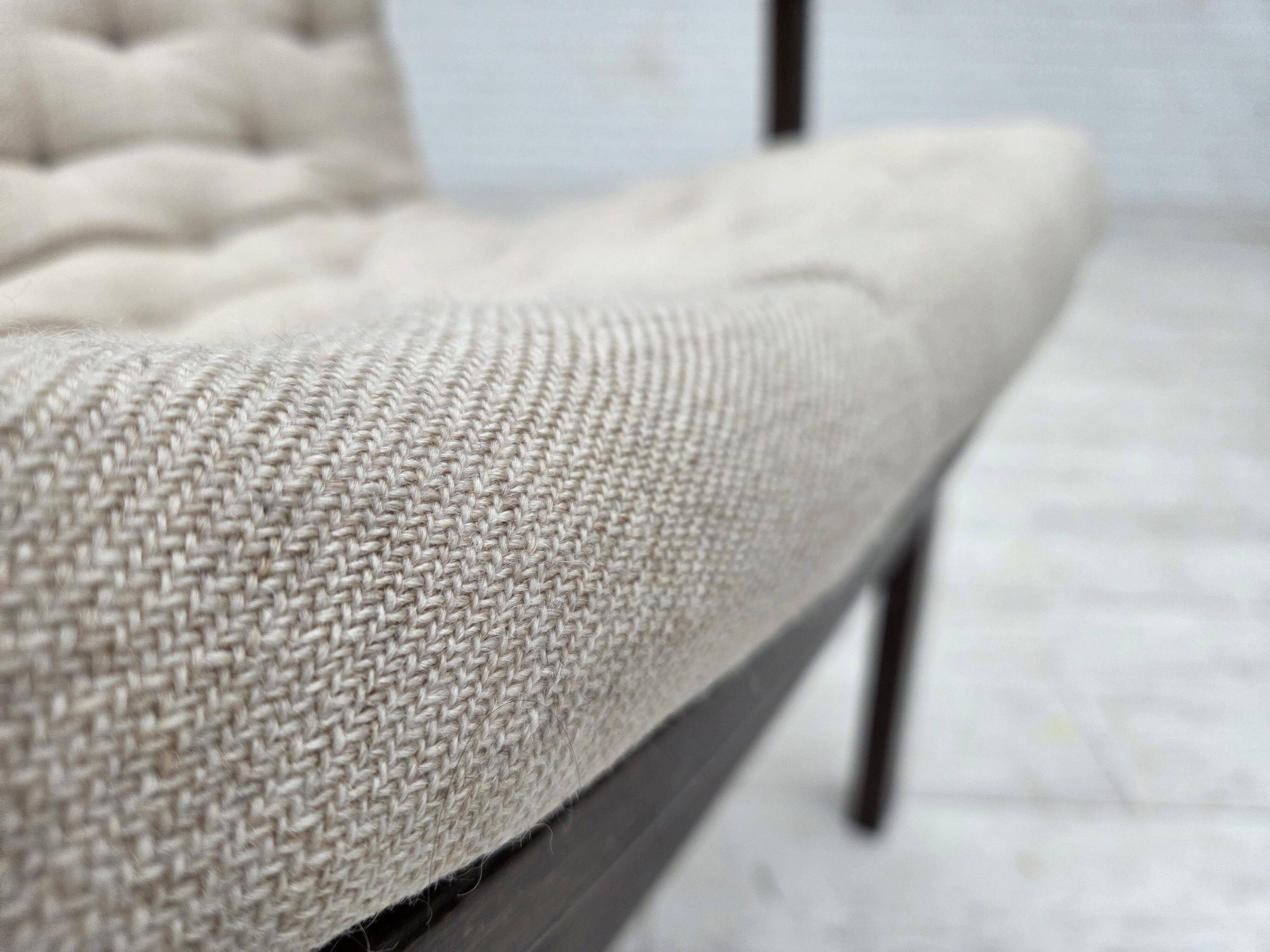 1970s, Scandinavian armchair, furniture wool, dark beech wood.