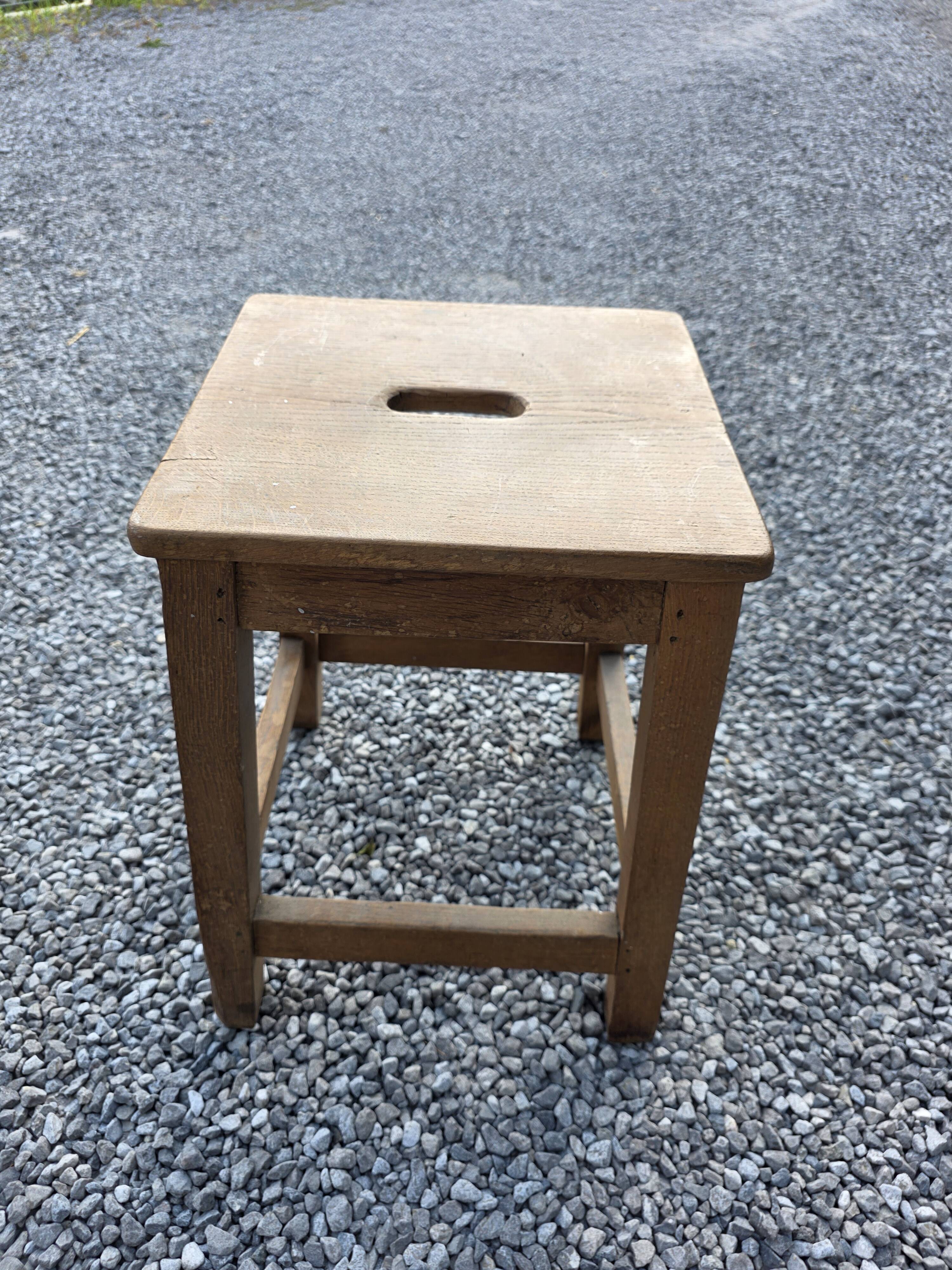 Pair of low stools in solid oak