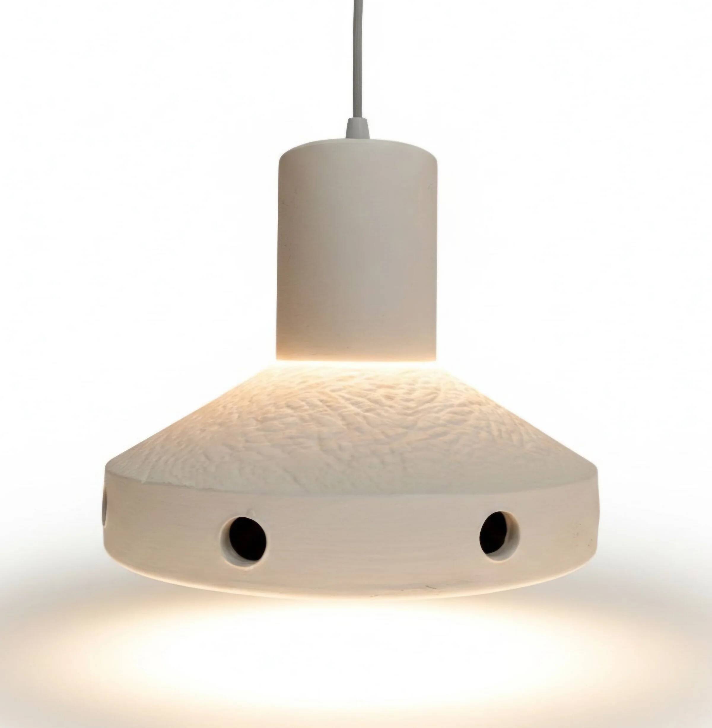 Lampe suspendue en céramique mate émaillée / années 1970