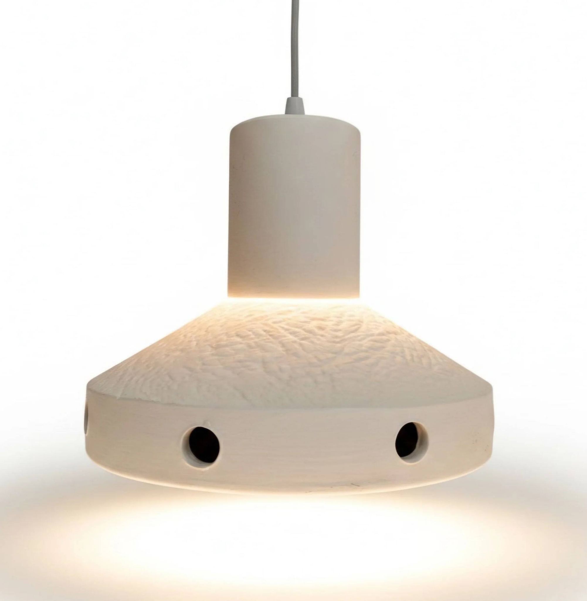 Matte glazed ceramic hanging lamp/ 1970s