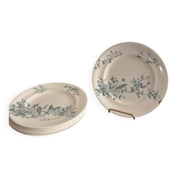 6 assiette plates en faïence Longwy modèle Mignon