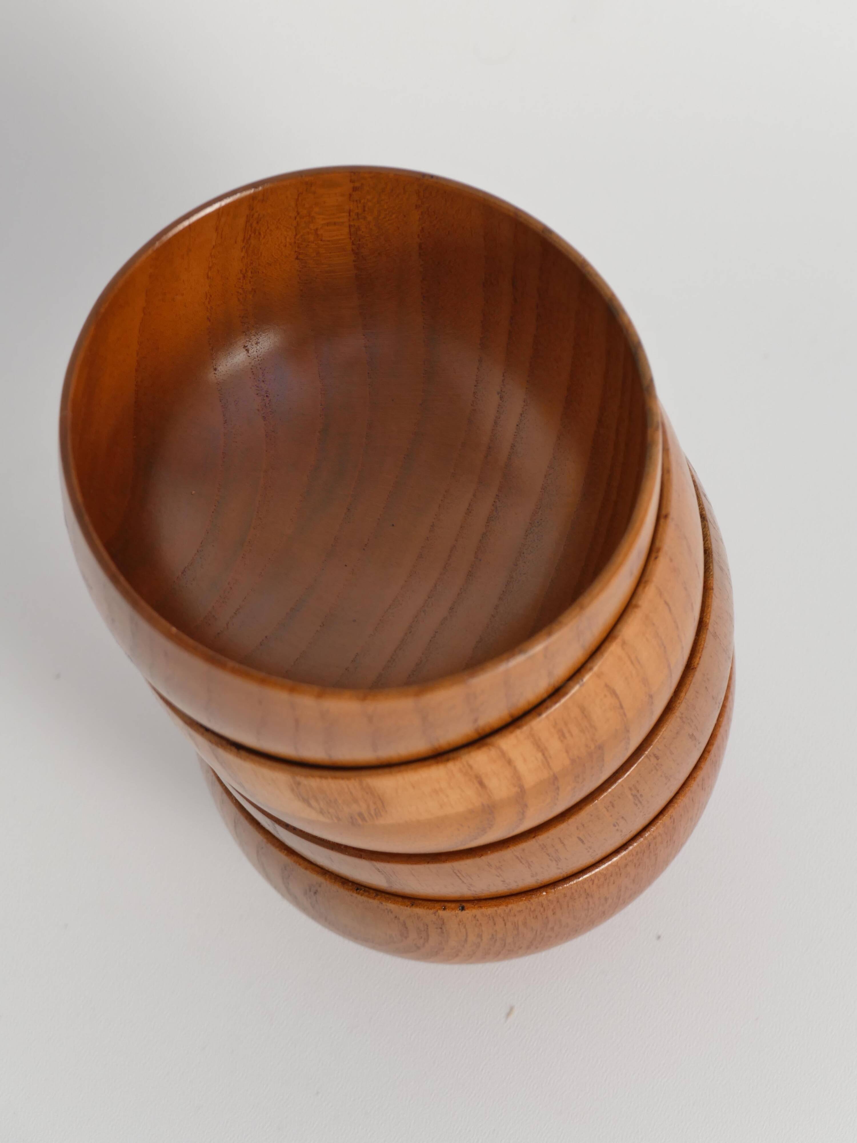 Mid-Century Modern Teak Wood Bowls, Sweden, Set of 4