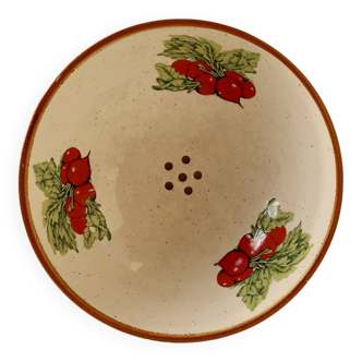 Small vintage ceramic drainer with radish pattern stoneware effect