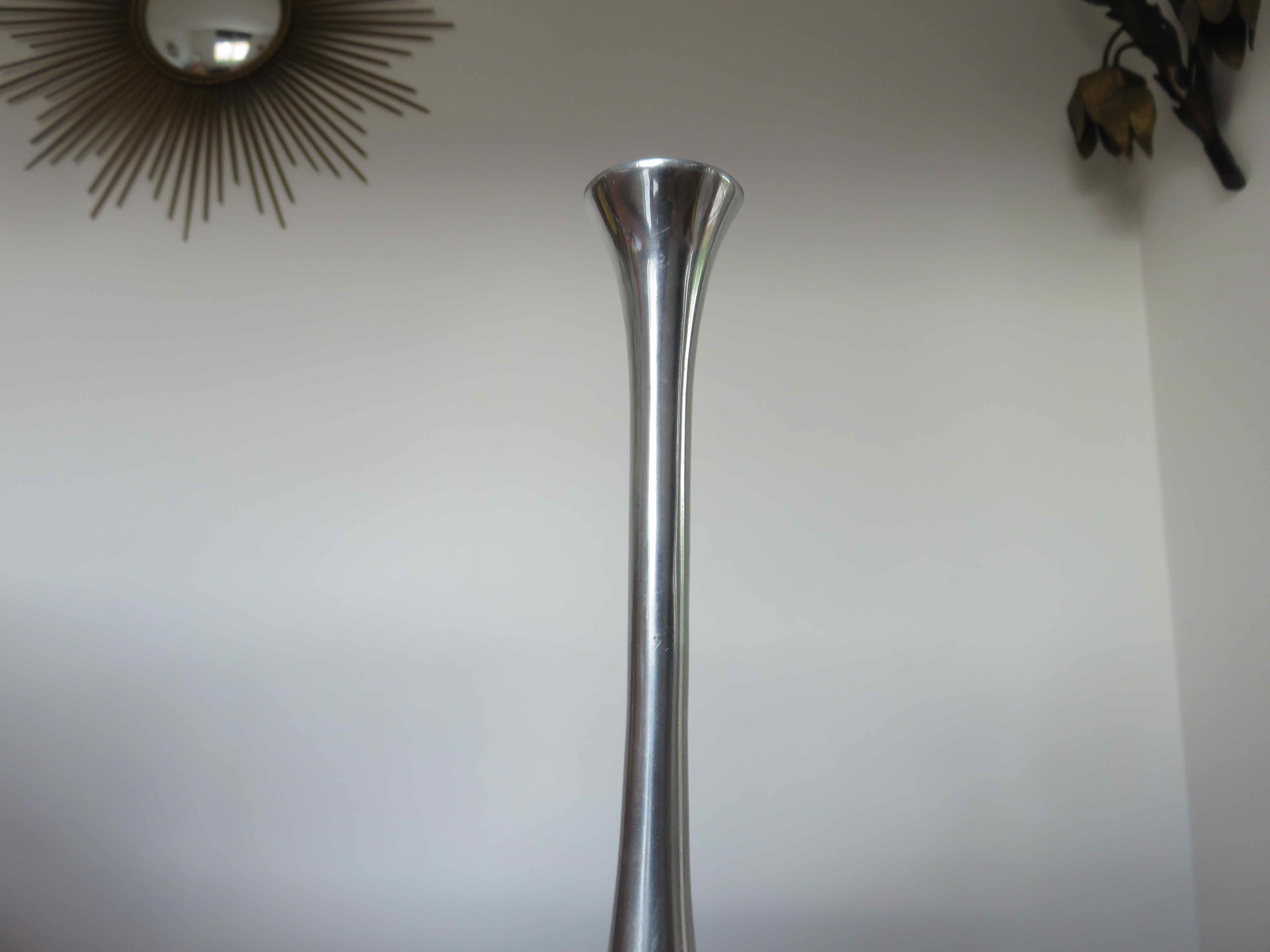 Scandinavian modernist aluminum candle holder in the 70s