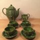 Ceramic cabbage tea set 4 cups teapot milk pot