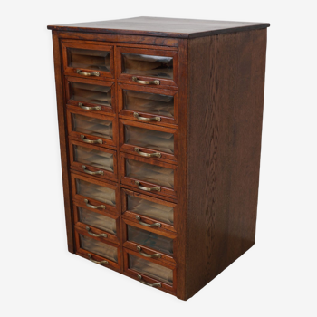 Vintage dutch oak haberdashery shop cabinet 1930s