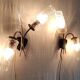 Double wall lights in gold metal and glass tulip - 60s/70s