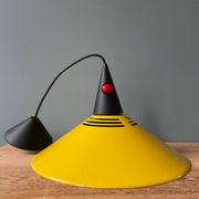 Memphis style yellow pendant light, 1980s