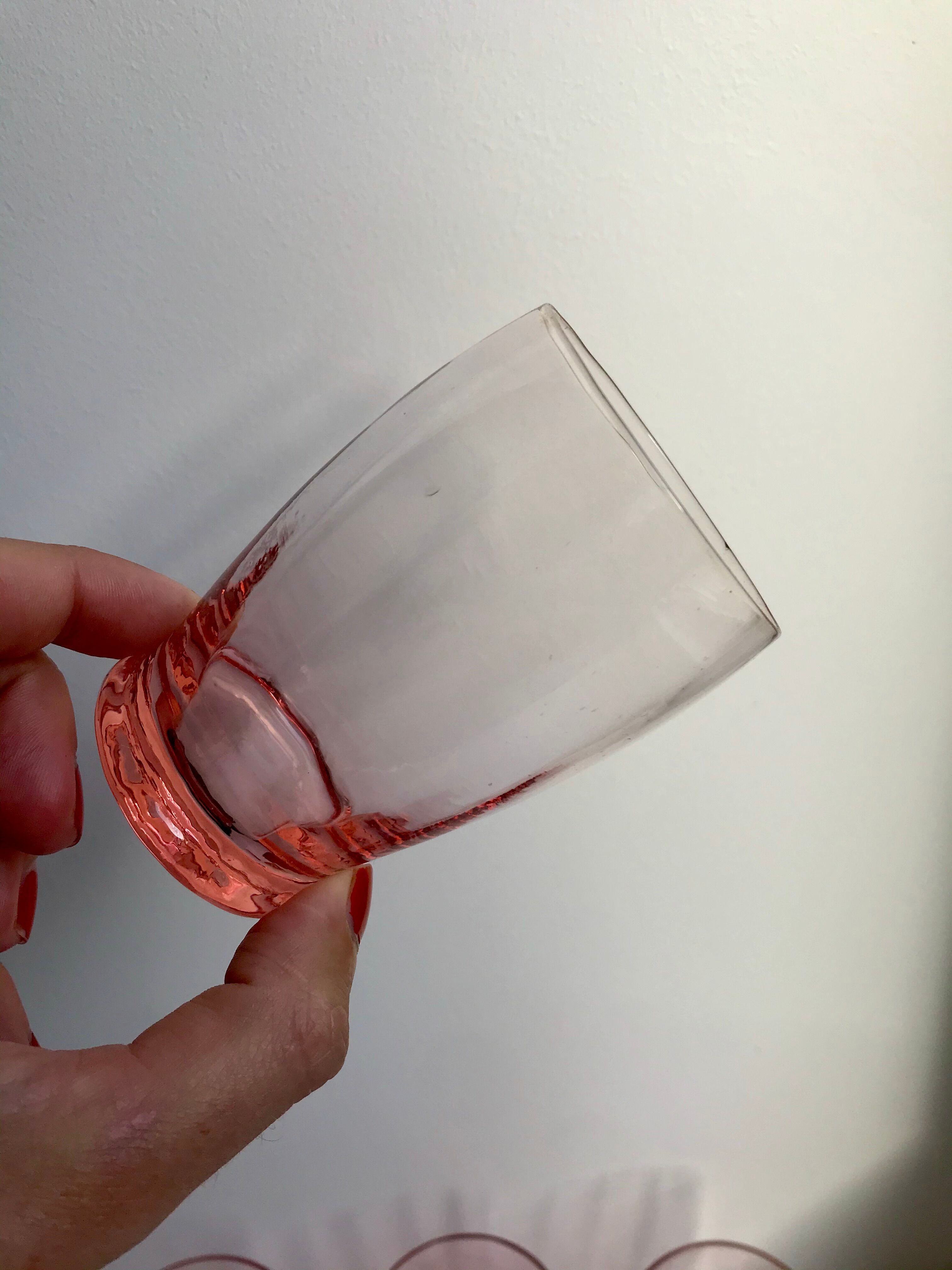 Set of 4 art deco pink water glasses 30s