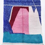 Moroccan Berber rug Boujaad ecru with colorful and mottled patterns 306x228cm