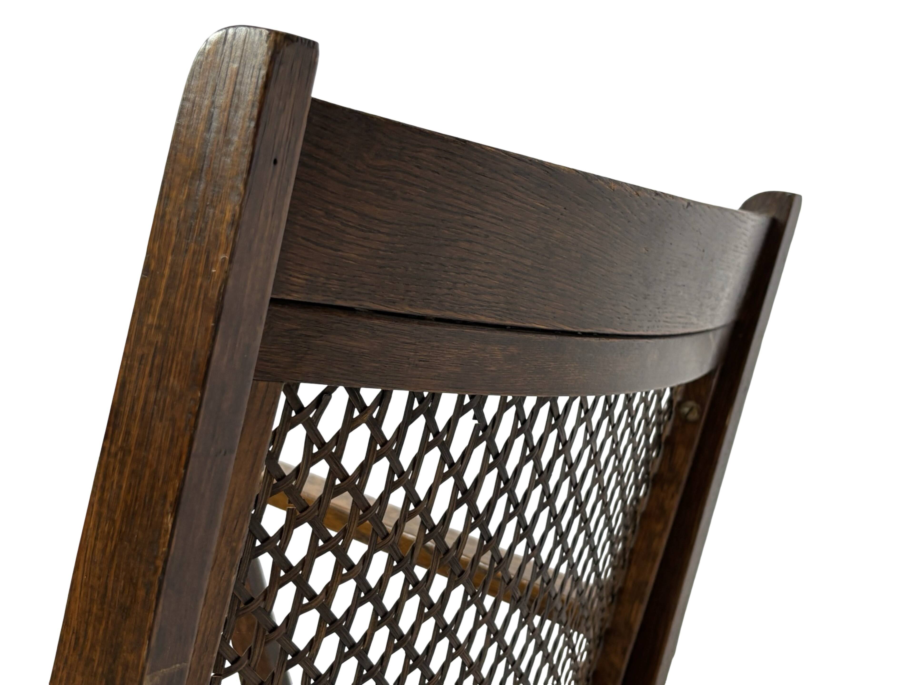 Art Deco oak armchair with webbing 1950s minimalist