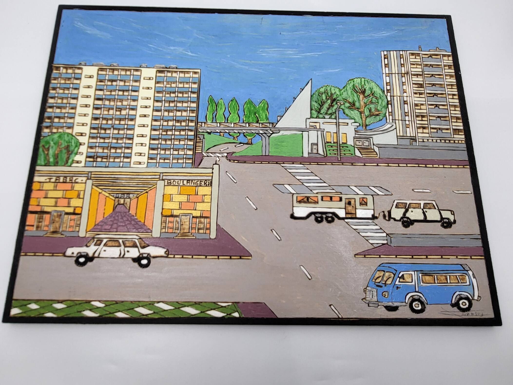 Naive Art painting painting on wood
