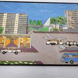 Naive Art painting painting on wood