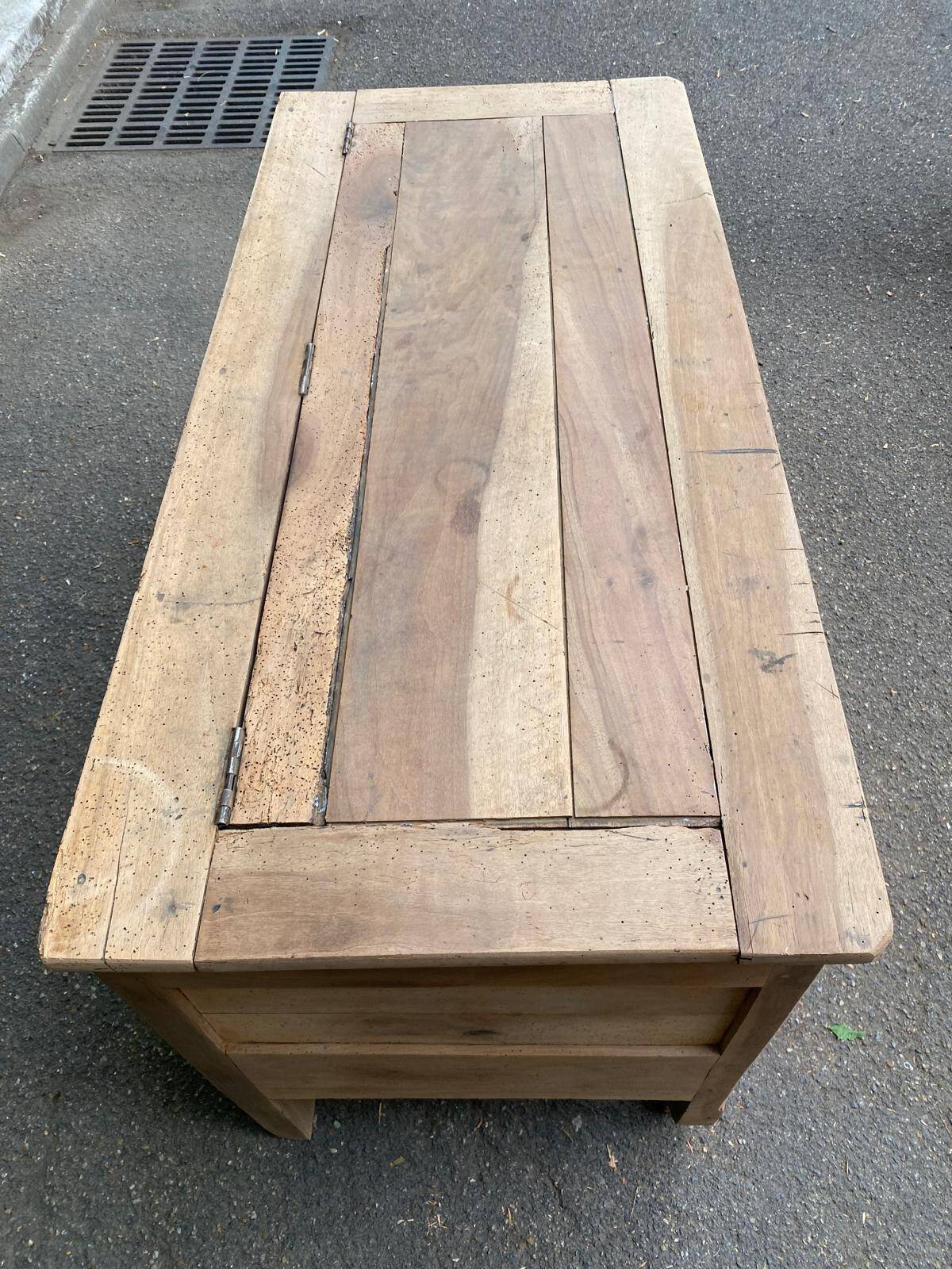 18th-century stripped chest in solid walnut