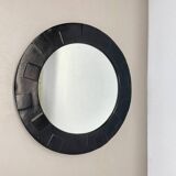 Miroir mural vintage en cuir à motifs, années 1950