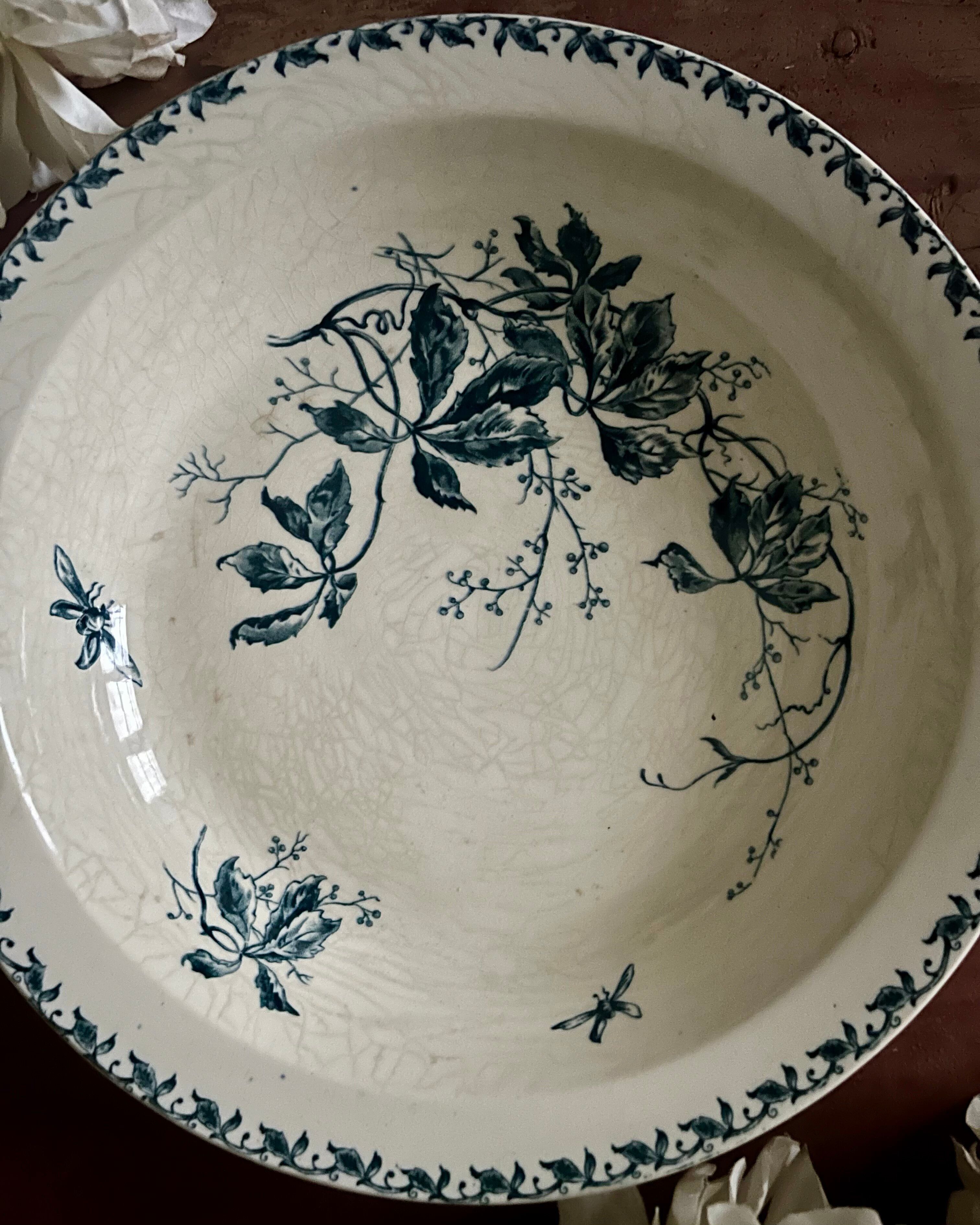 Shallow round plate, Gien ironstone.