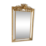 Large mirror style Louis XVI in gilded wood with parecloses xixth h: 165 cm