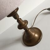 Vintage brass and velvet geometric lamp