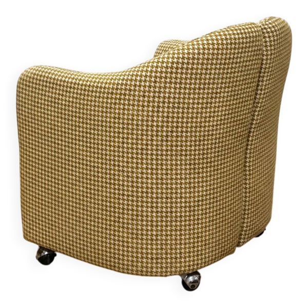 Fauteuil d'Eugenio Gerli pour Tecno retapissé pied de poule, années 70