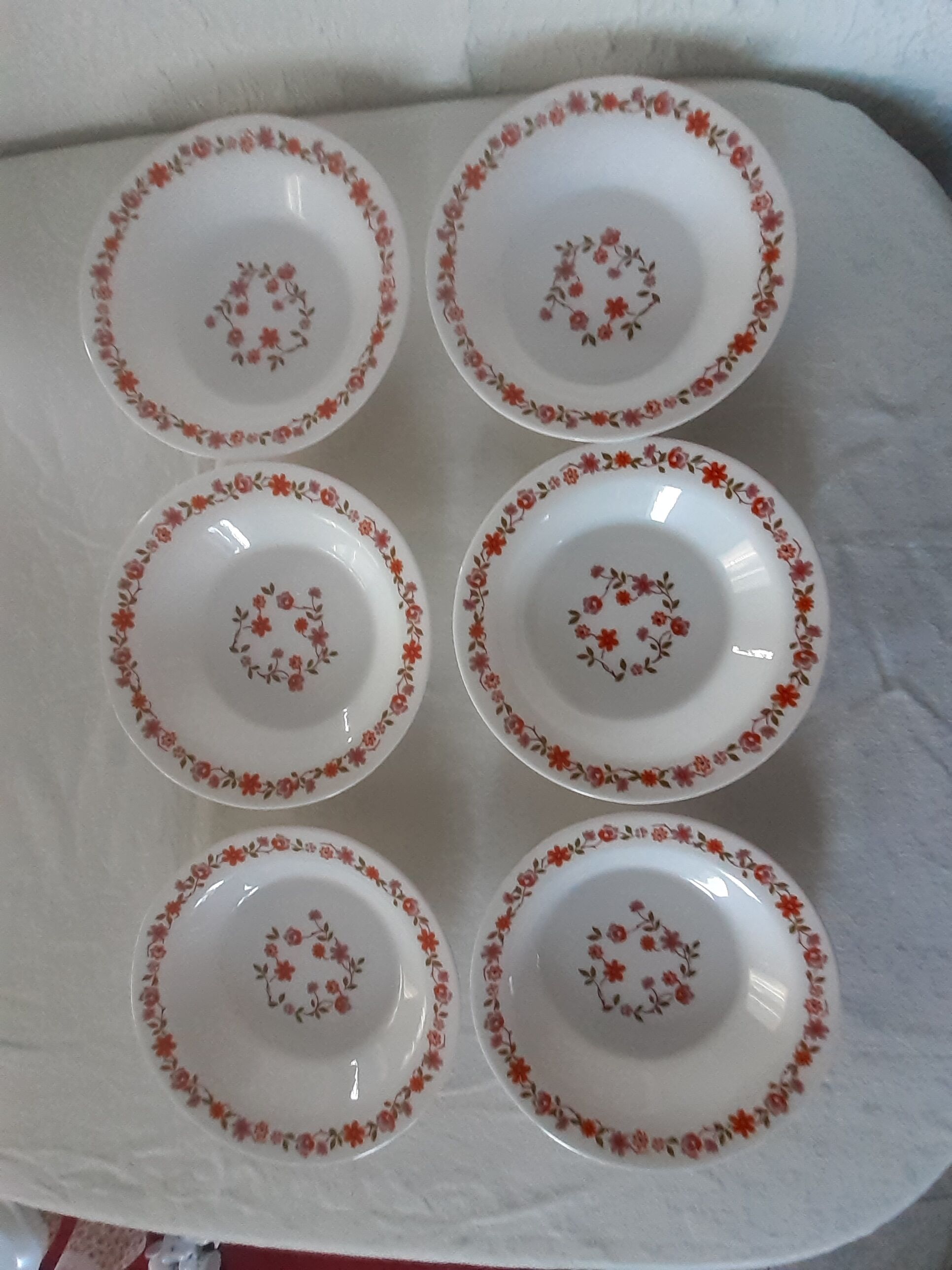 6 plates orange flowers model scania arcopal france vintage