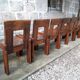 Set of 6 varnished pine chairs