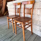 Pair of cherry bistro chairs