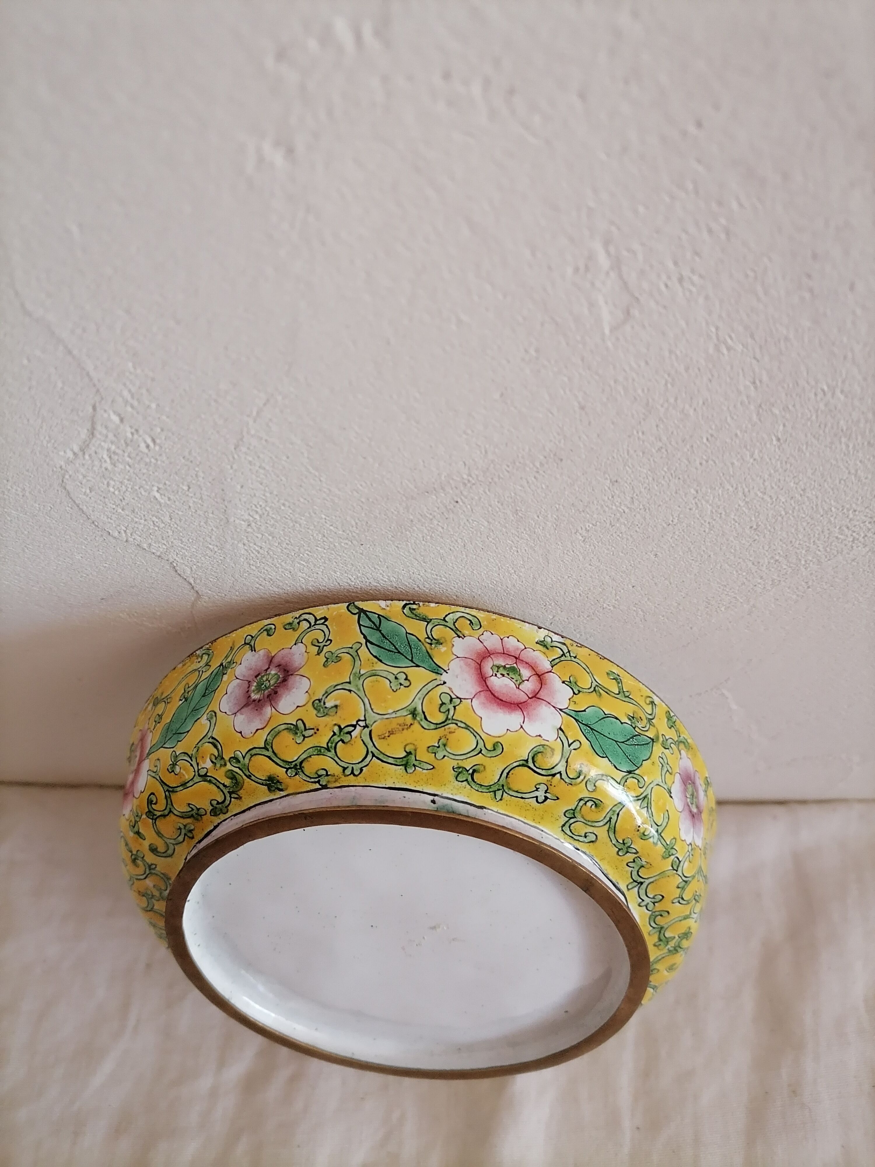 Old Chinese enamelled copper box.