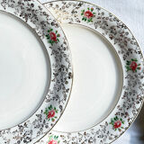 9 Villeroy Boch flat plates in white golden porcelain floral pattern
