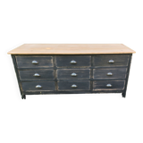 Old trading counter nine drawers black patina trade furniture