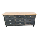 Old trading counter nine drawers black patina trade furniture