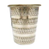 Timbale gobelet ancien pliant rétractable de voyage métal argenté en 4 parties