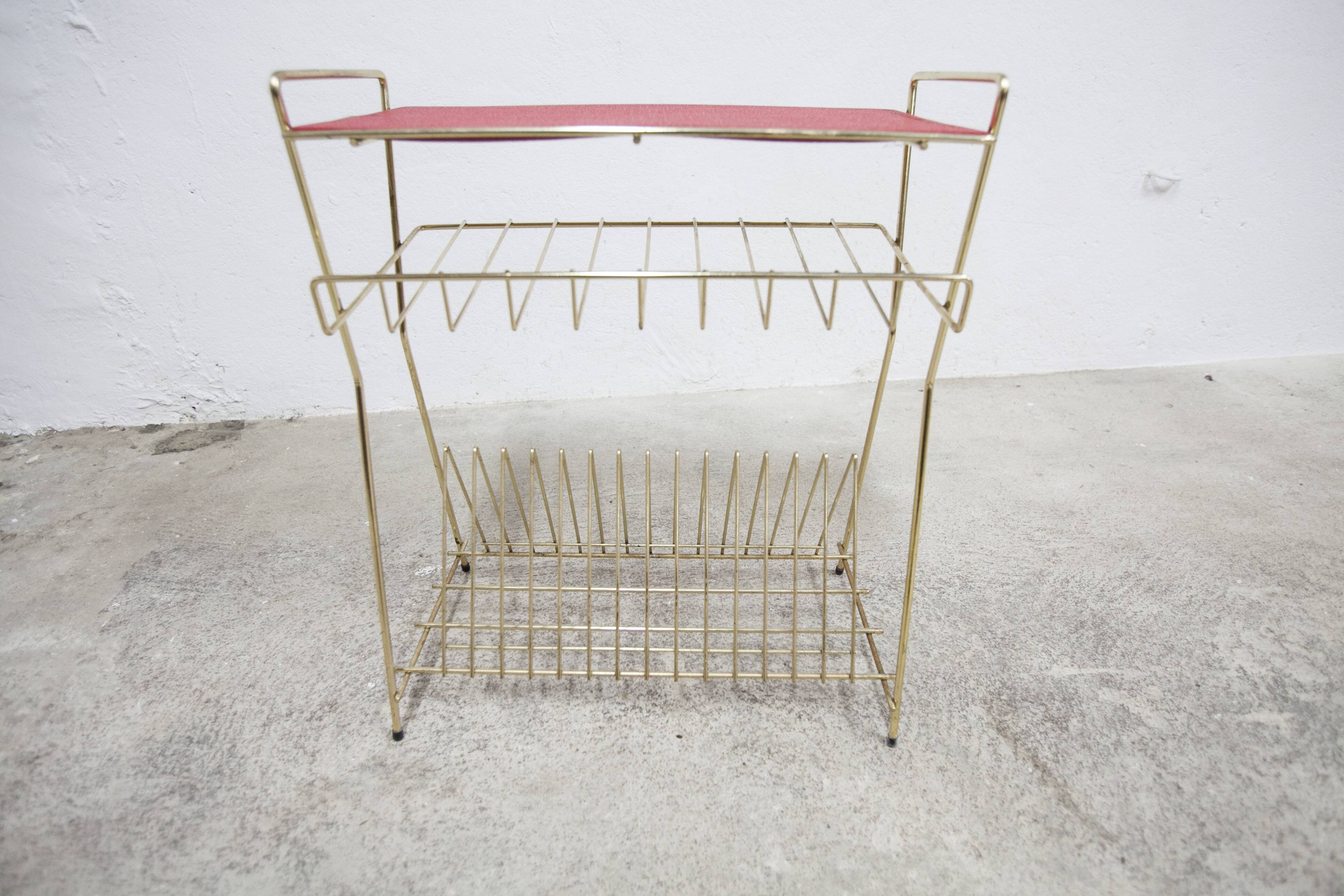 Red vinyl and golden brass server 1960