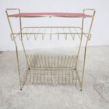 Red vinyl and golden brass server 1960