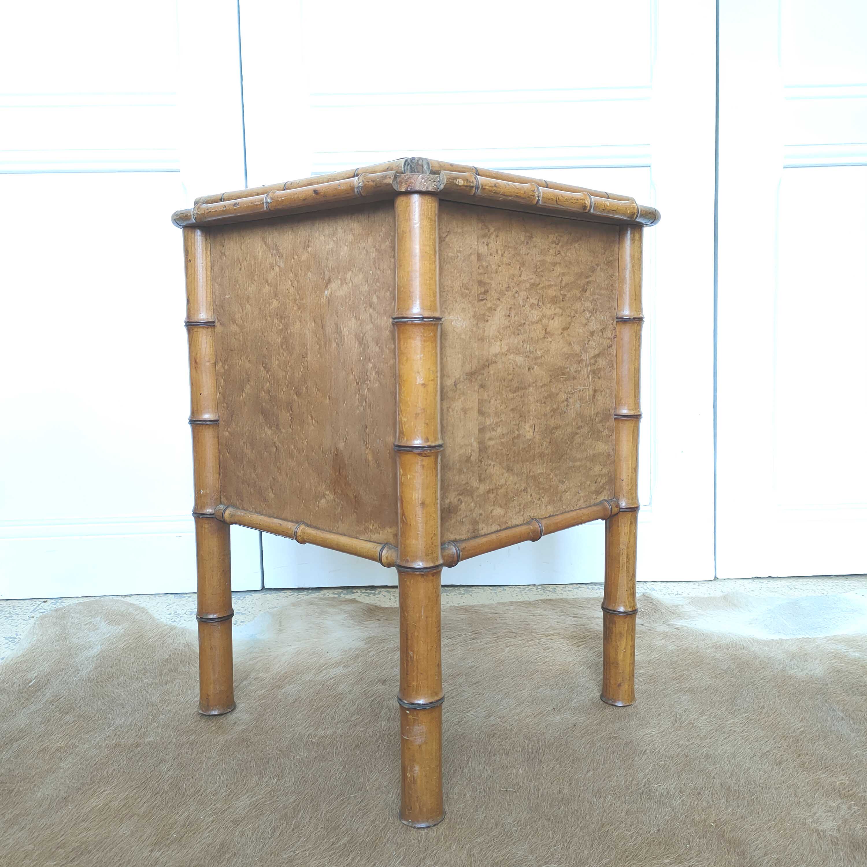 Faux bamboo wood bedside table