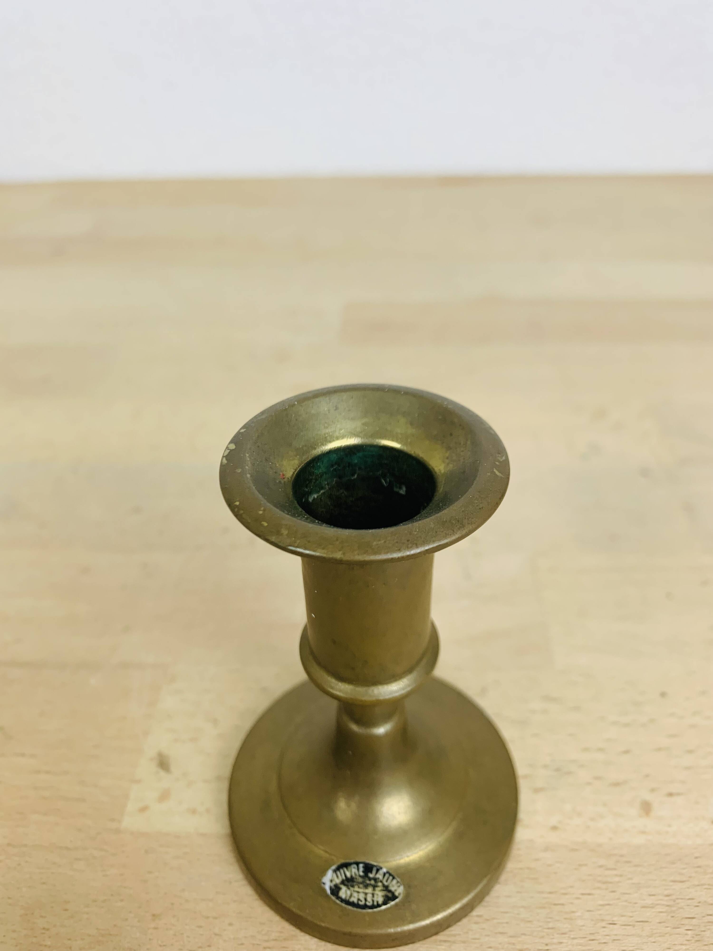 Vintage gold brass candle holder