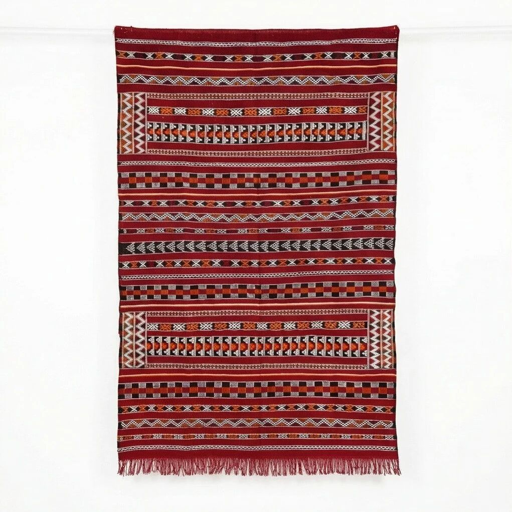 Red Berber kilim rug 155x240 cm