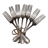 7 forks silver plated baguette christofle monogram J C before 1930
