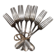 7 forks silver plated baguette christofle monogram J C before 1930