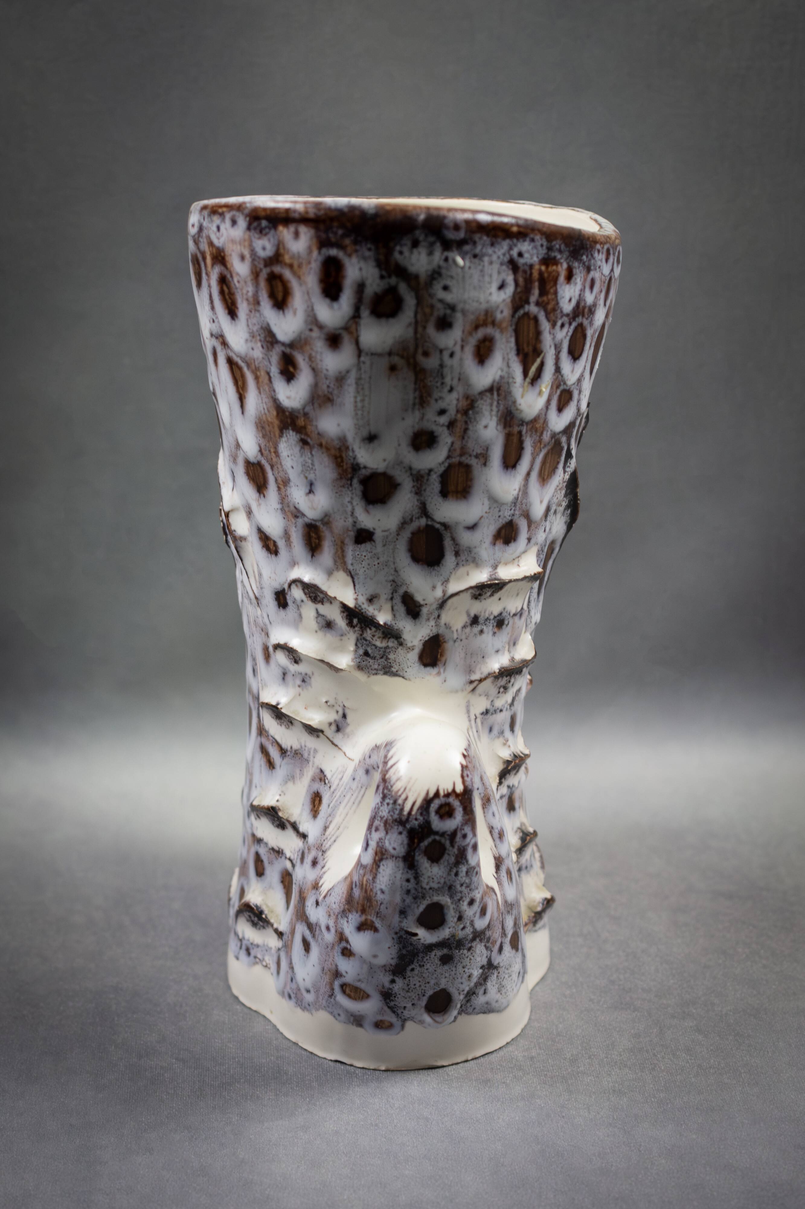 Vase with two handles in glazed ceramic - vallauris, marius giuge style fat lava
