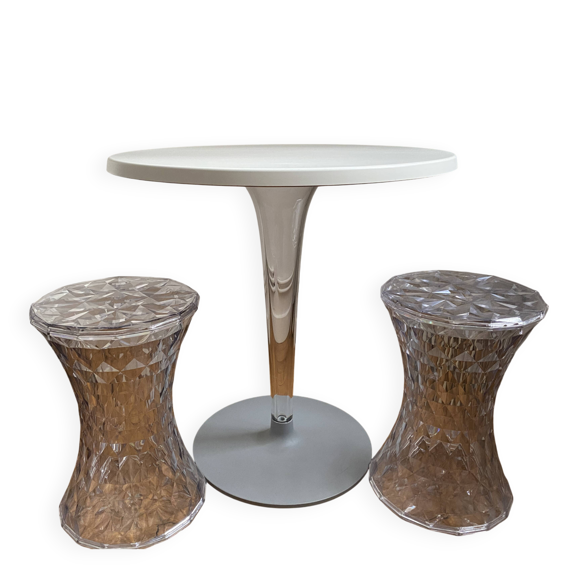 Kartell Ensemble by Philippe Starck table and 2 stools