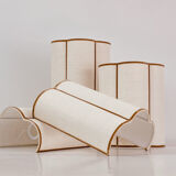 Pair of cream jute wall sconces and bronze velvet