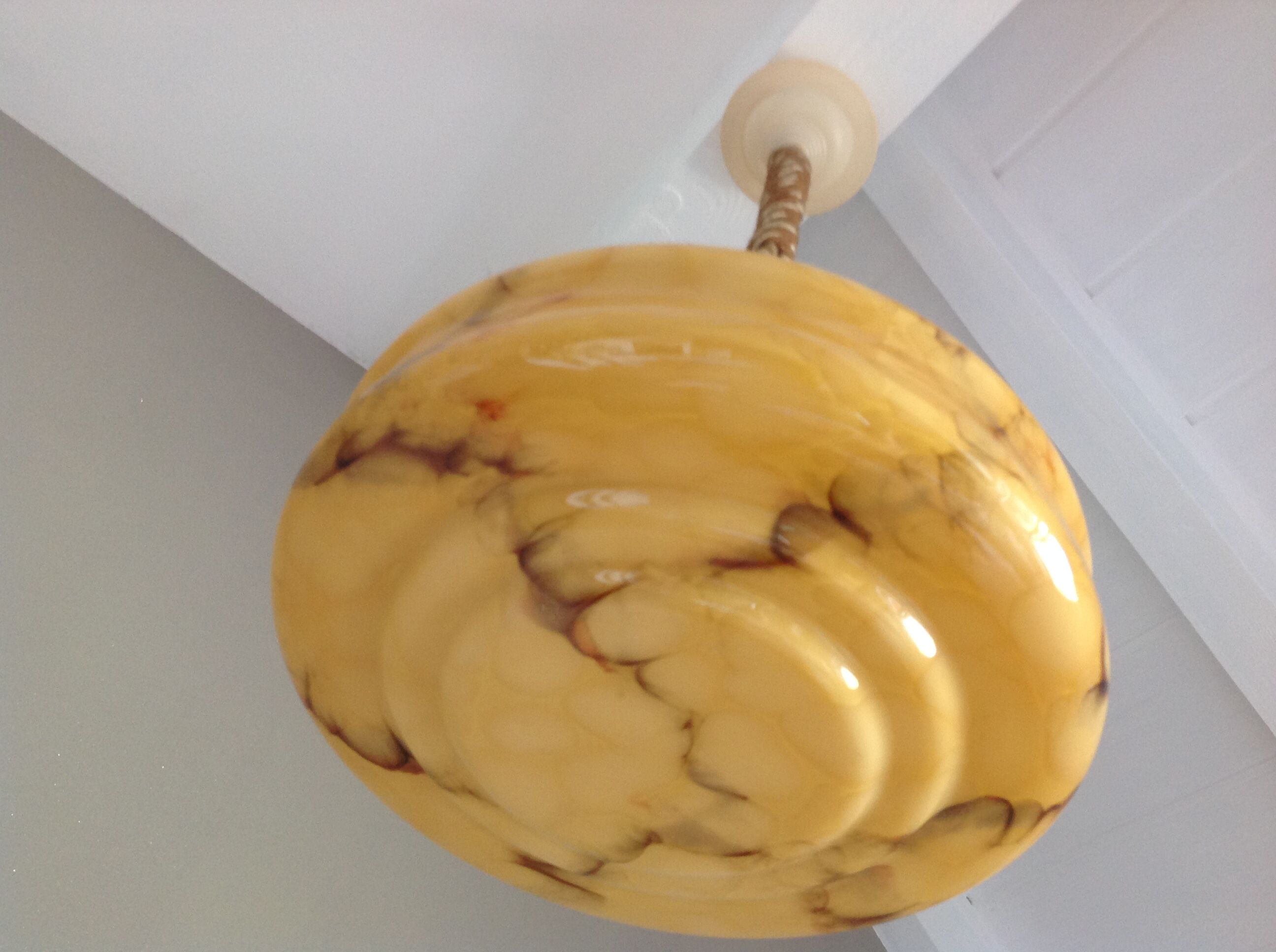 Hanging lamp marbled glass art deco Bowl