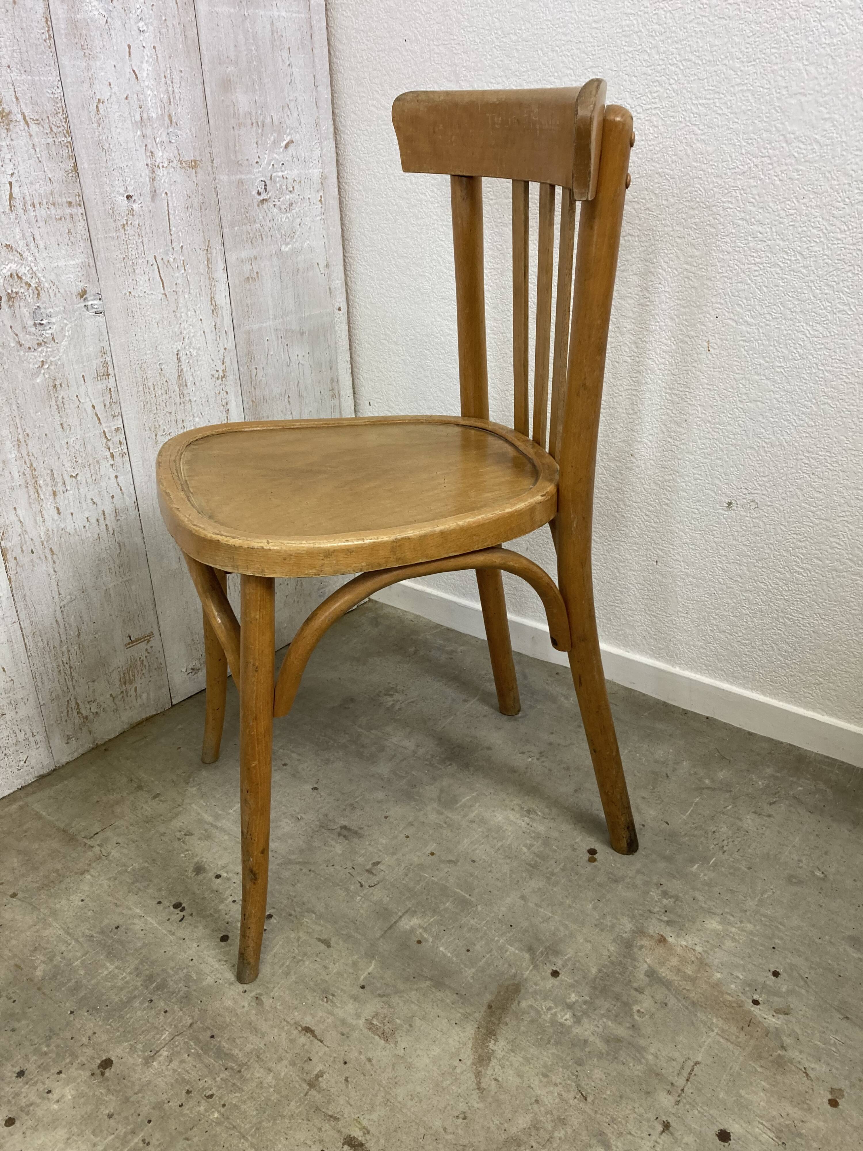 Série de 6 chaises bistrot en bois courbé