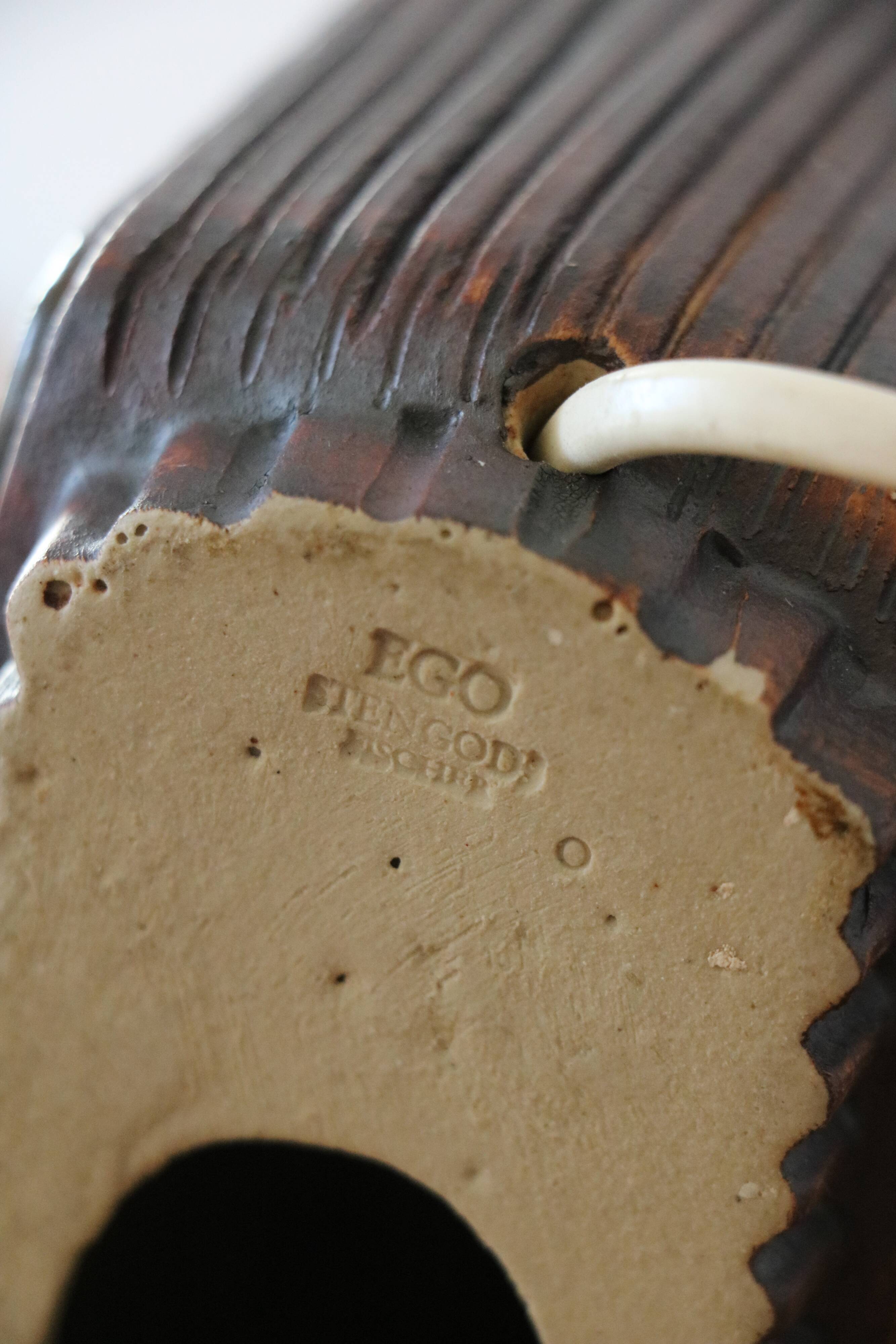 Scandinavian Ego Stengods lamp by Willi Fischer in sandstone