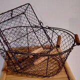 Duo of aged metal mesh baskets
