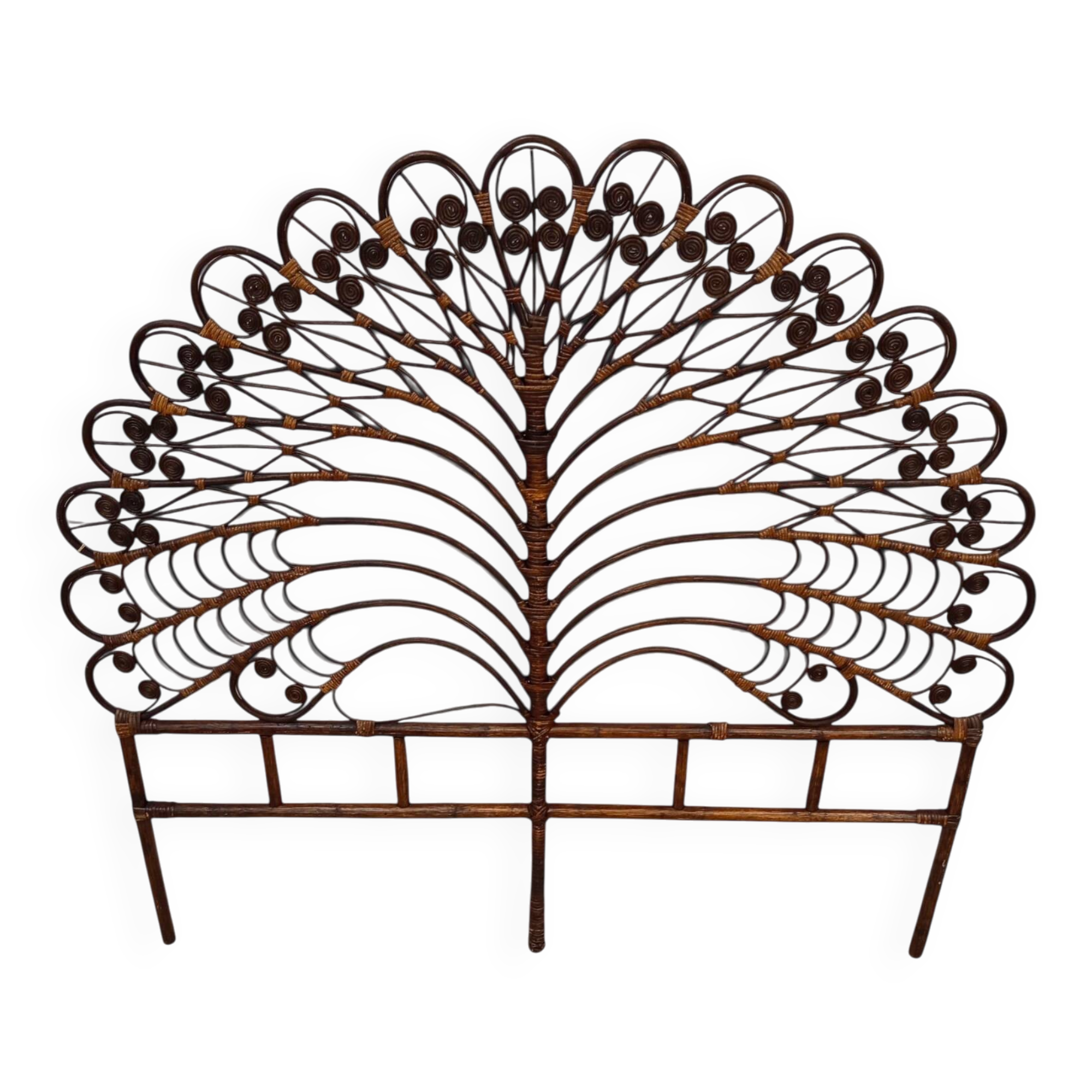 Large "Peacock" rattan headboard – Peacock model – France, 1970s