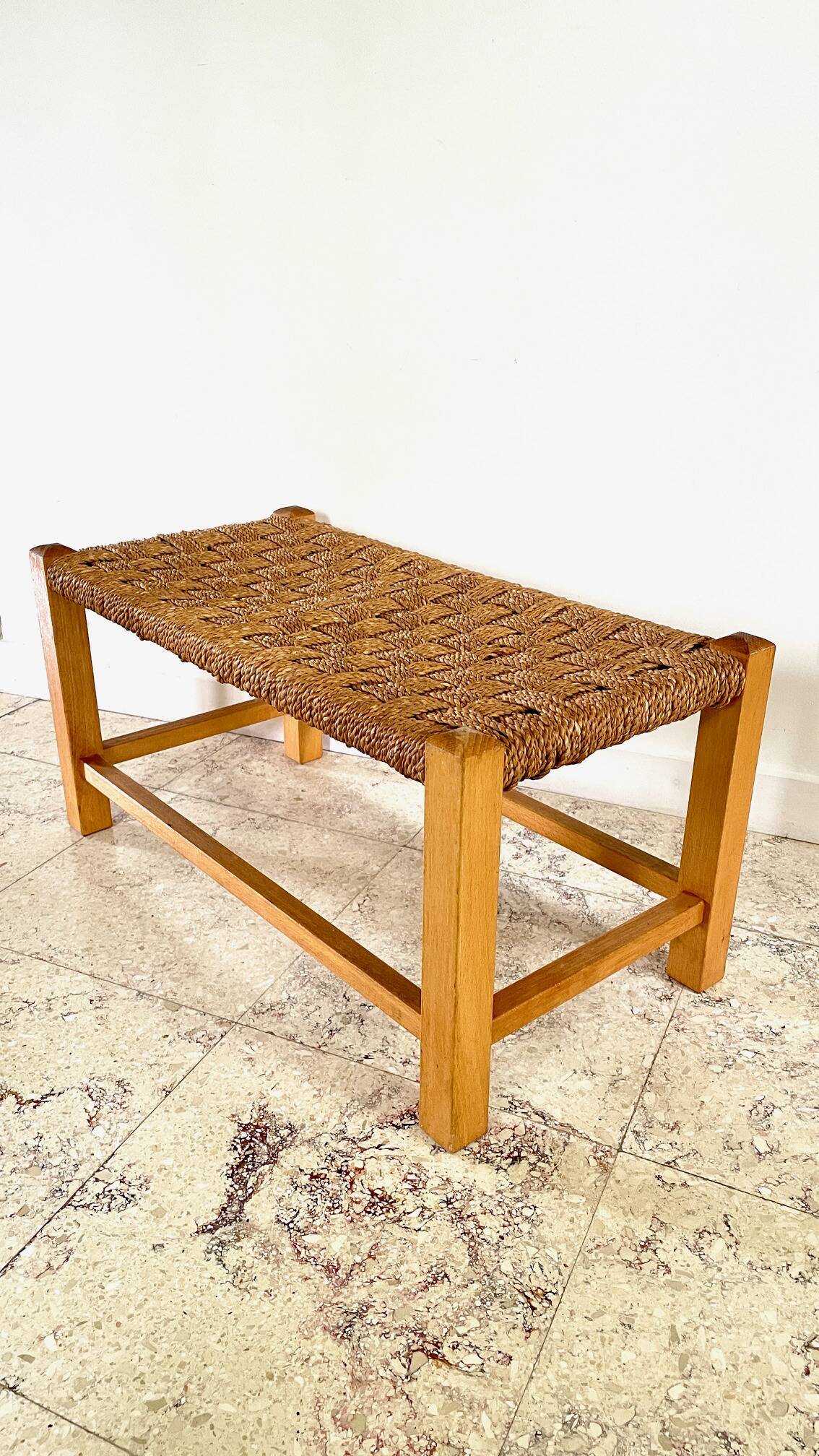 Stool bench wood and rope vintage bohemian spirit